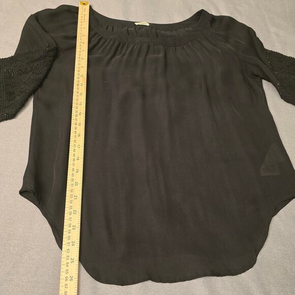 L'Agence 100% Silk Blouse Women’s Sz 6 Black Long Sleeve Sequin Elegance Luxury - Picture 8 of 11